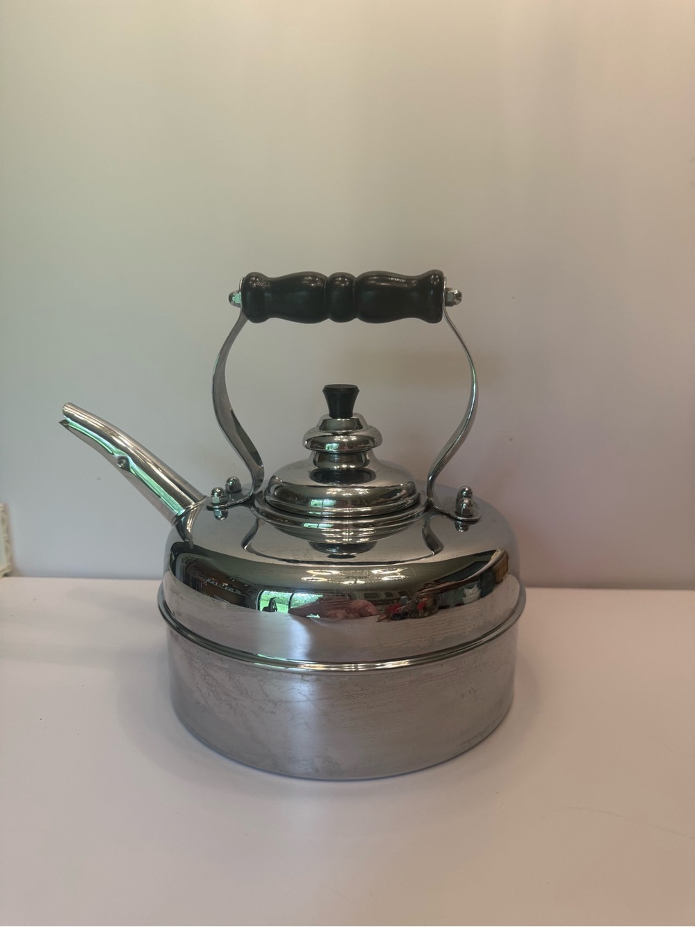 SIMPLEX Patent Whistling Silver Tea Kettle Solid Copper England 400709-402190